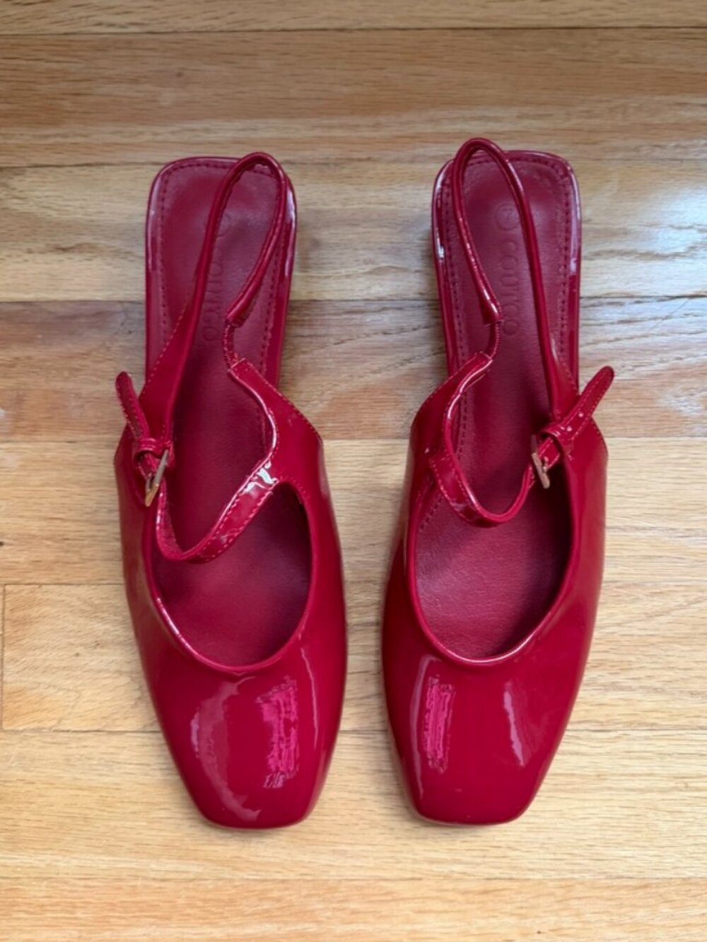 Red Patent Mary Jane Slingback Low Block Heels Size 7